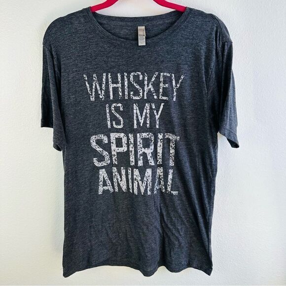 Next Level Whiskey Is My Spirit Animal Gray Tee - Picture 1 of 3
